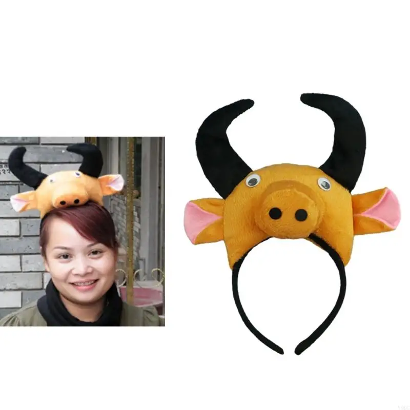 Y5GC Cow -hoofdband Bowtie en Tail Halloween -kostuumaccessoireset, één voor kinderen en kostuums voor volwassenen zich