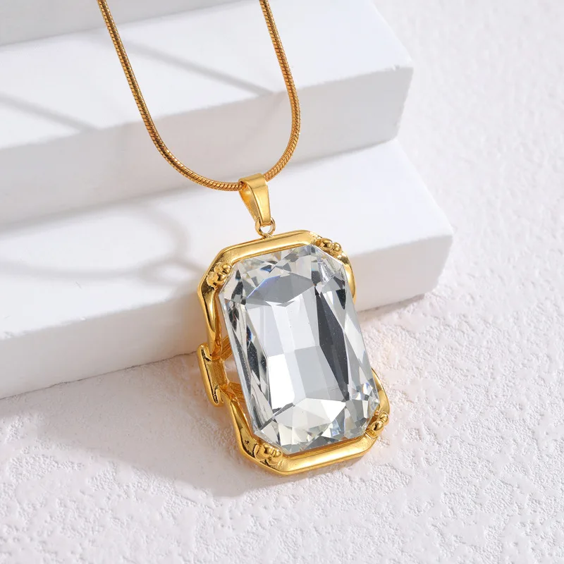 EILIECK Trendiges Funkelndes Kristall-Schmuckset mit Halskette, Ohrringen und Ring für Damen, Edelstahl, Goldfarben, Wasserdicht, Geschenkset – Detail 13