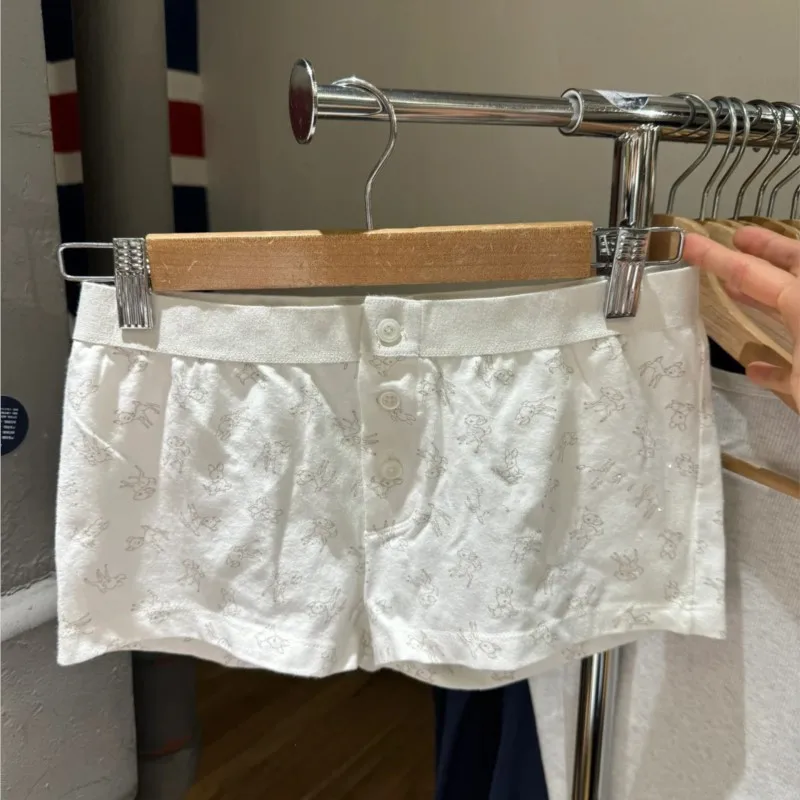 Cute Litter Deer Print Homewear Women Shorts Fashion Three Button Tight Casual Summer Shorts 2024 New Slim Y2K Street Trouser