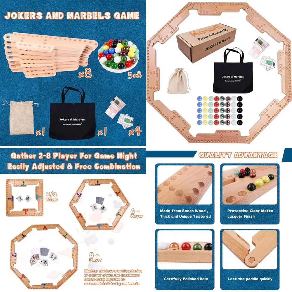 

Classic Wooden Marble Game for 2-8 Players: Ideal for Family Fun, Holiday Gatherings, and Social Events