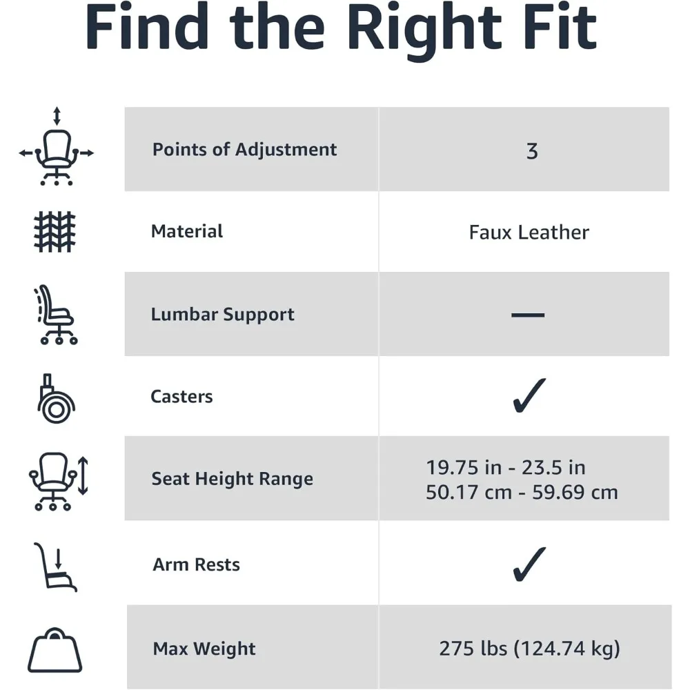 Classic Puresoft PU Cushioned Mid Back Computer Office Chair with Sturdy Metal Base and Armrests,Cream