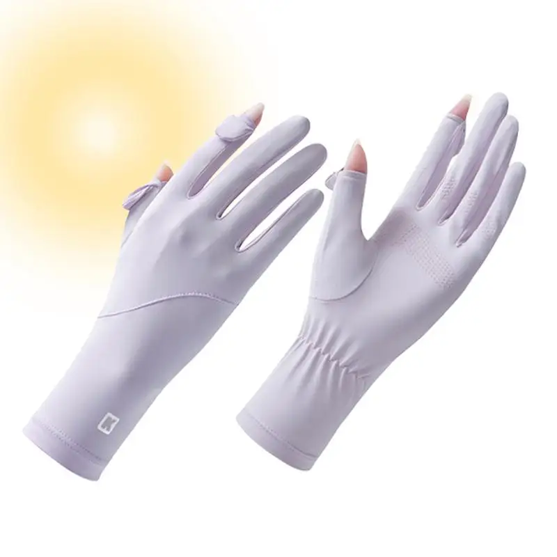 Women Gloves Summer Ice Silk Mittens Anti-Slip Sunscreen Cycling Driving Gloves Stretch Thin Gloves