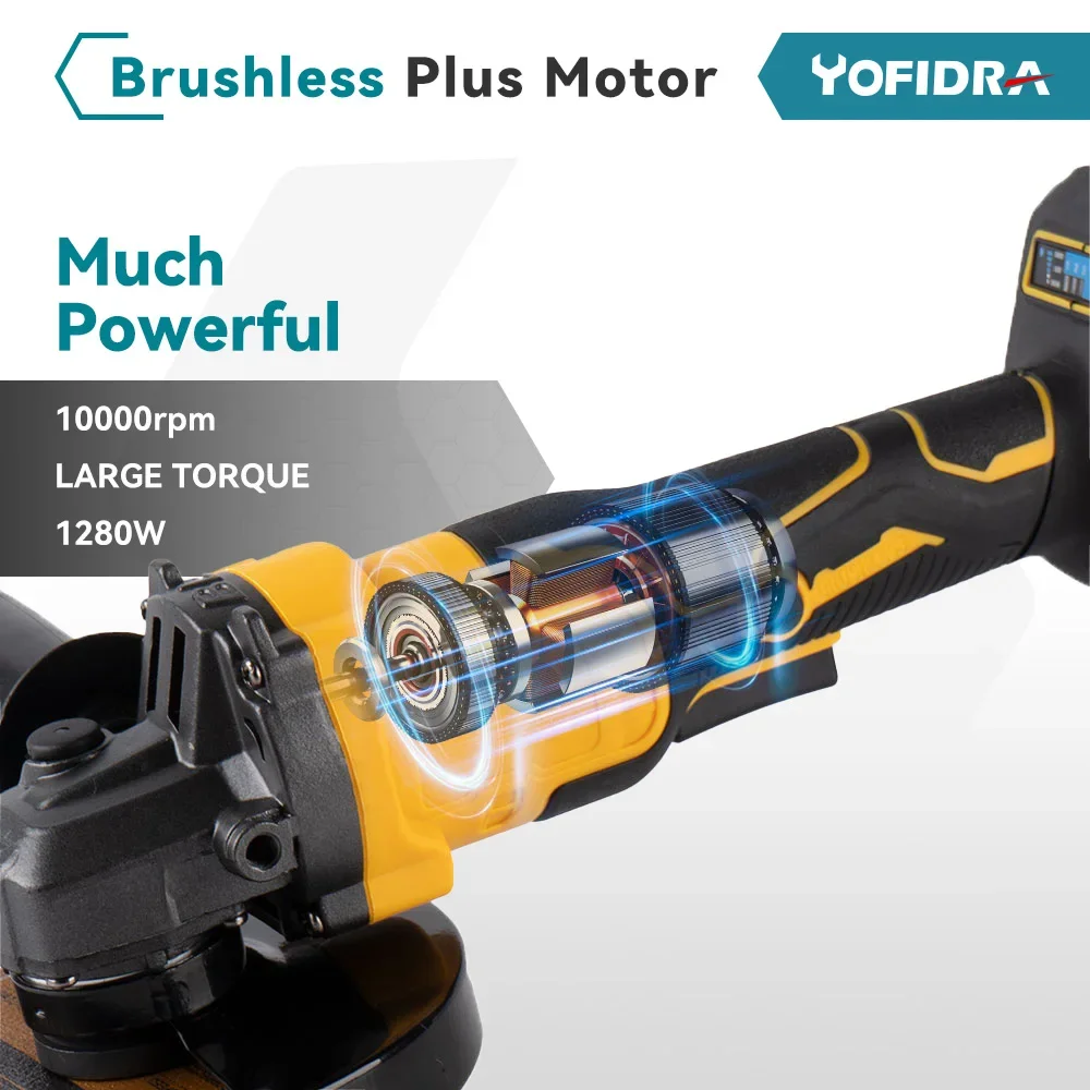 125mm Brushless Angle Grinder 18V M14 10000Rpm 3 Gears Variable For Makita 18V Battery Cordless Electric Impact Grinding Tool