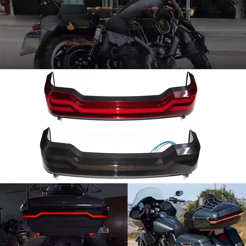 

Motorcycle LED Brake Turn Signal Lamp Trunk Pack Light Red/Smoke Lens For Harley Touring Road Electra Glide Ultra Limited 14-23