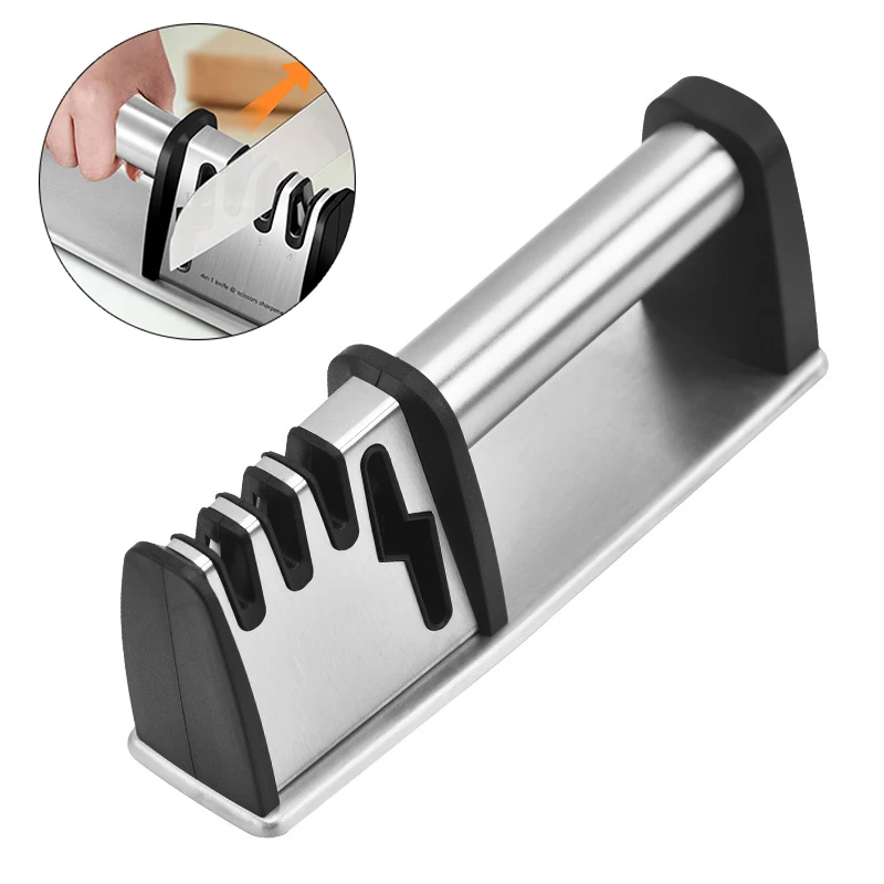 

4-in-1 Knife SharpenerSteel HandleTungsten SteelGolden SteelStoneHome KitchenRapid Manual Knife Sharpener