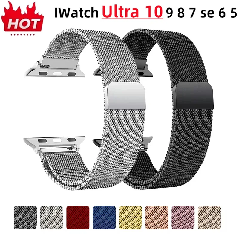 Milanese Strap For Apple Watch Ultra 2 49 46mm 42mm 44mm 40mm 45mm 41mm 38mm Bracelet For iWatch Series 10 9 3 6 5 SE 7 8 Strap