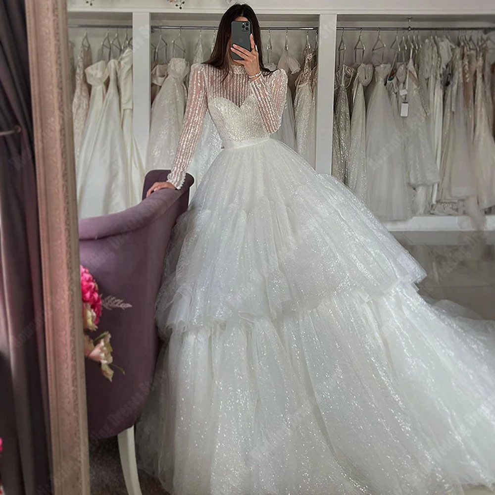 Böhmische a-Linie Frauen Brautkleider helle Spitze drucken Brautkleider Wisch länge Prinzessin Verlobung vestido de novias