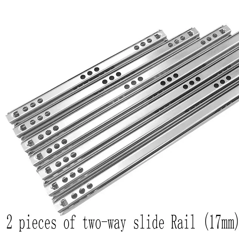 1Pair Drawer Steel Ball Rail Slide Drawer Ball Guide Two Sections 17mm Wide Steel Fold Furniture Hardware Fittings