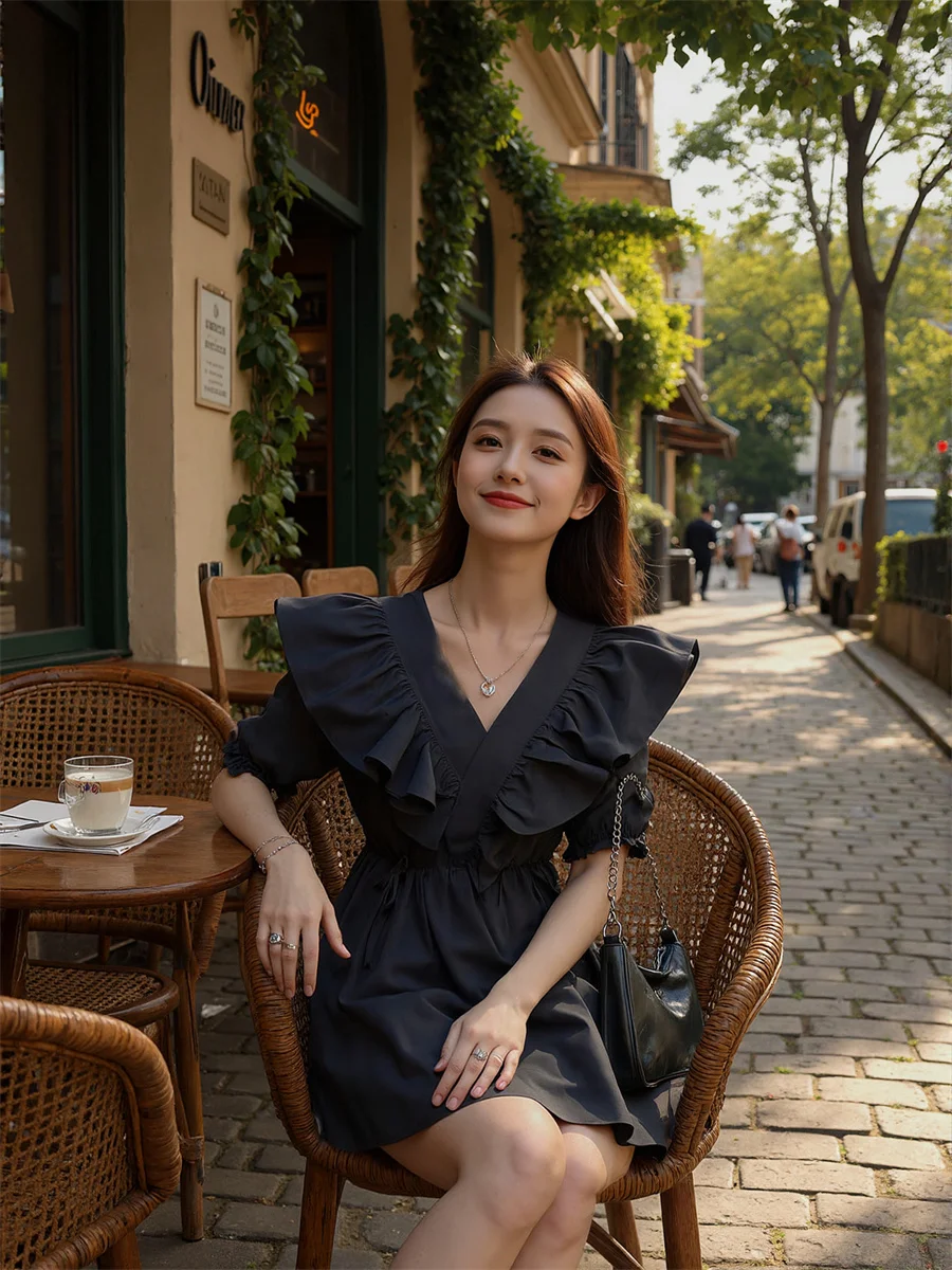 فستان نسائي أبيض أنيق أنيق بقصة عادية على الطراز الكوري تريند هالترنيك بدون ظهر مقصوص عالي الشق مسائي مثير ملهى ليلي