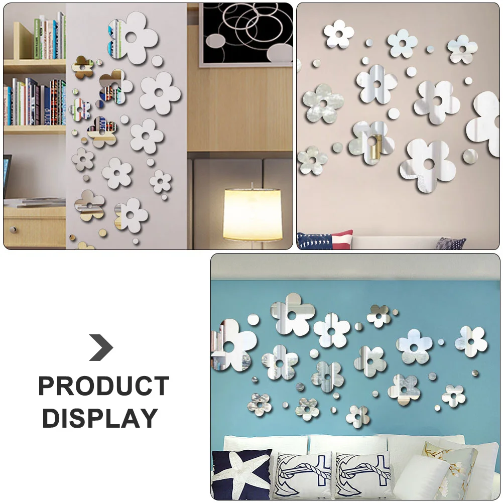 

1Set Acrylic Flower Decal Reflective Wall Sticker Safe for Kids Bedroom Nursery Game Room Living Room Acrylic Sticker