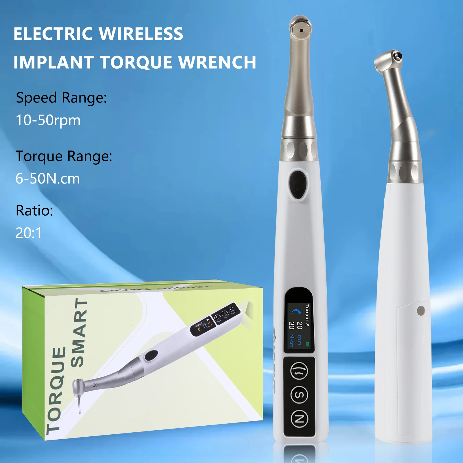 Dental 20:1 Wireless Implant Torque Wrench Kit Universal Screwdriver Electric Driver Torque Dentistry Repair Tools