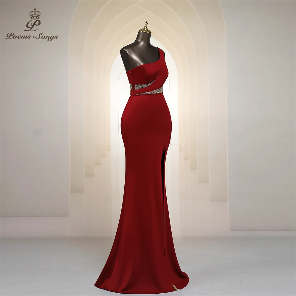 Transpare waist One shoulder Evening dress vestidos formales vestidos de fiesta robe de soiree de mariage robe longue prom dress