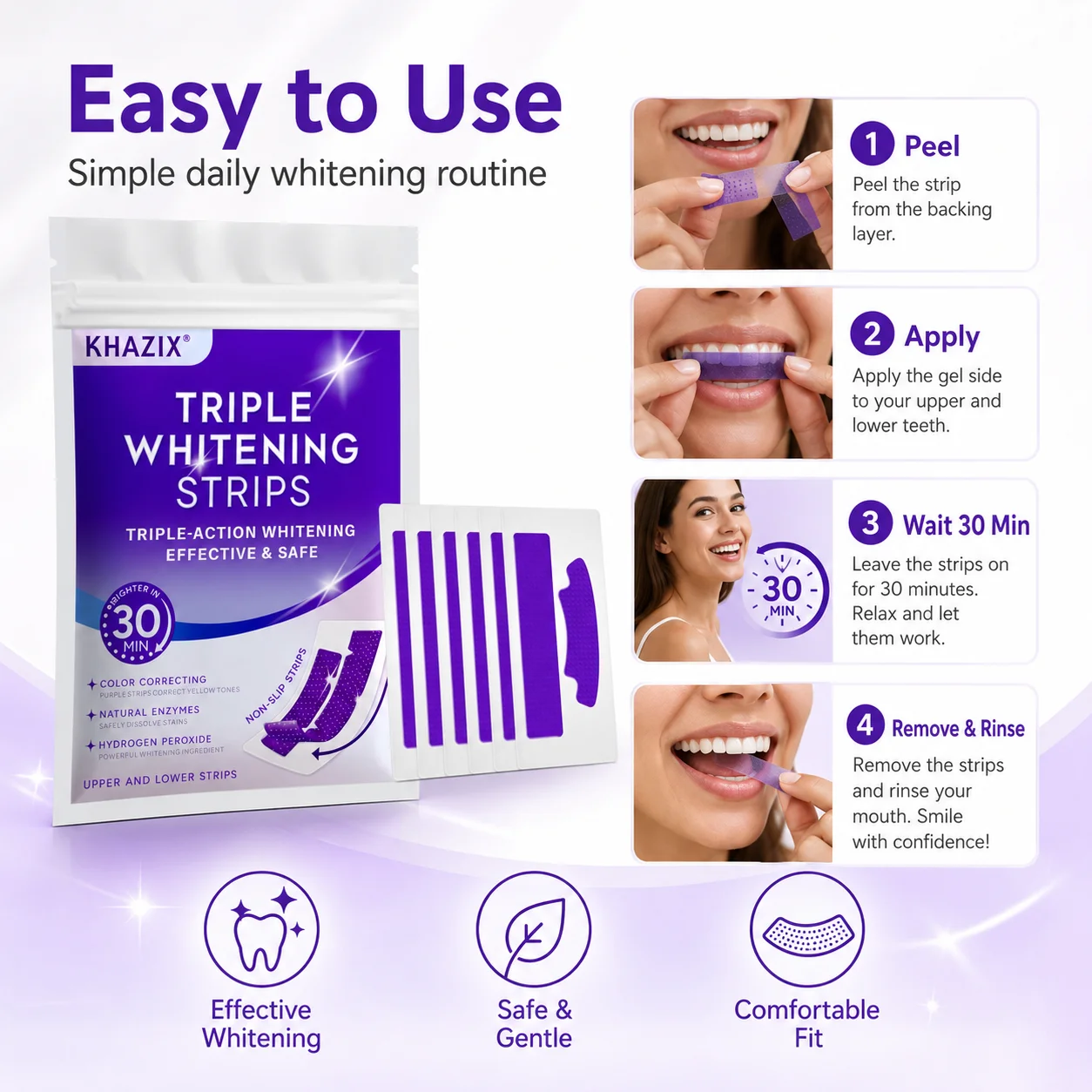 7pcs Dental Care Strips Oral Hygiene Teeth Patch Fresh Breath Mouth Cleaning Strips for Daily Use view 3