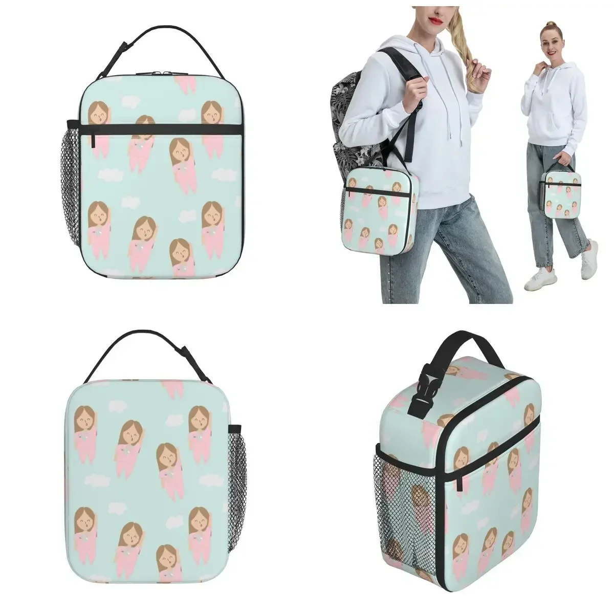 Cartoon Ladies Nurse Insulated Lunch Bag For Travel Enfermera En Apuros Storage Food Boxes Portable Thermal Cooler Lunch Boxes