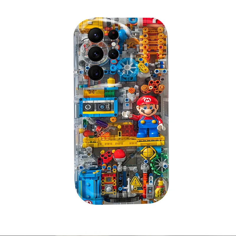 Building Blocks M-Marios Case For Samsung Galaxy S24 Ultra S23 S22 Plus S21 S20 FE A25 A55 A35 A15 A16 A05 A05S A06 Wavy Cover