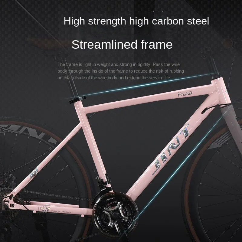 Cooya 27 Speed 700C Road Bike With Straight Handle High Carbon Steel Frame Variable Speed Bike Adult Male Female Student Bike