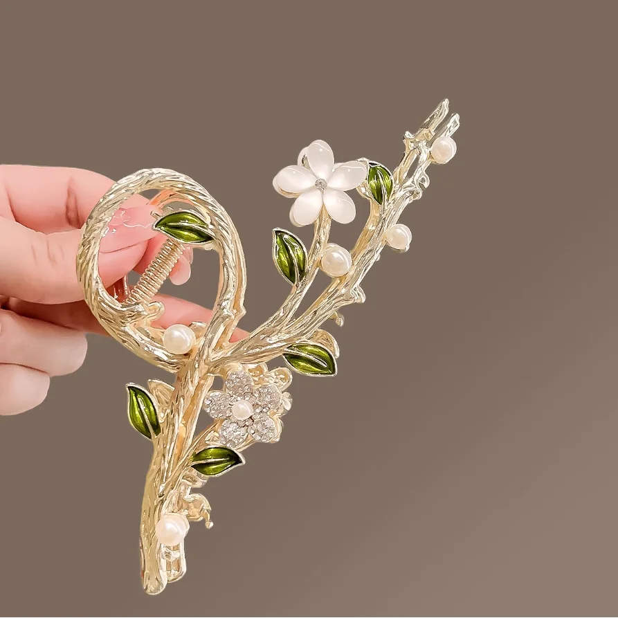 Neue Süße Metall Blume Haar Klaue Clip Pferdeschwanz Greifen Haar Clips Shark Clip Frau Haarnadeln Für Mädchen Haar Zubehör Kopfschmuck – Detail 3