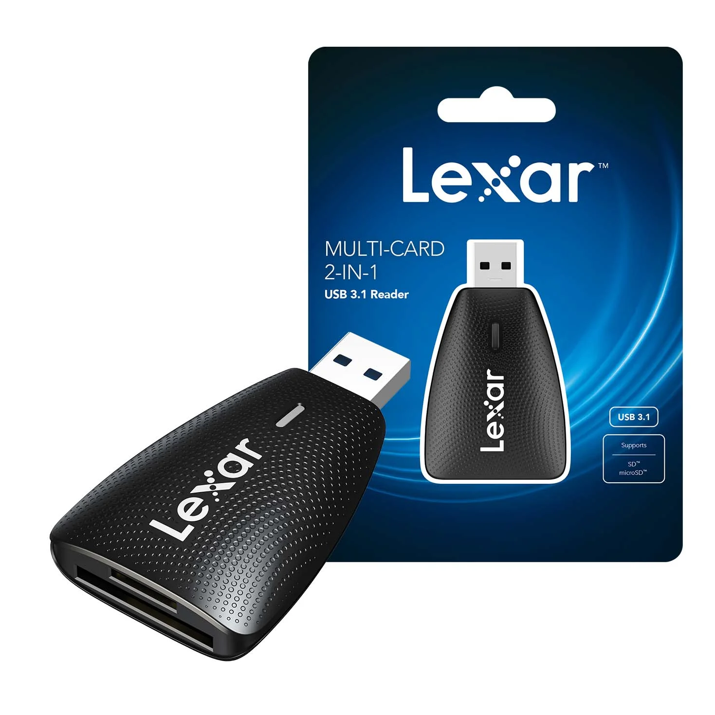 Lexar Multi-Card 2-in-1 USB 3.1 Reader, Works with SD and microSD Cards (LRW450UBNA)