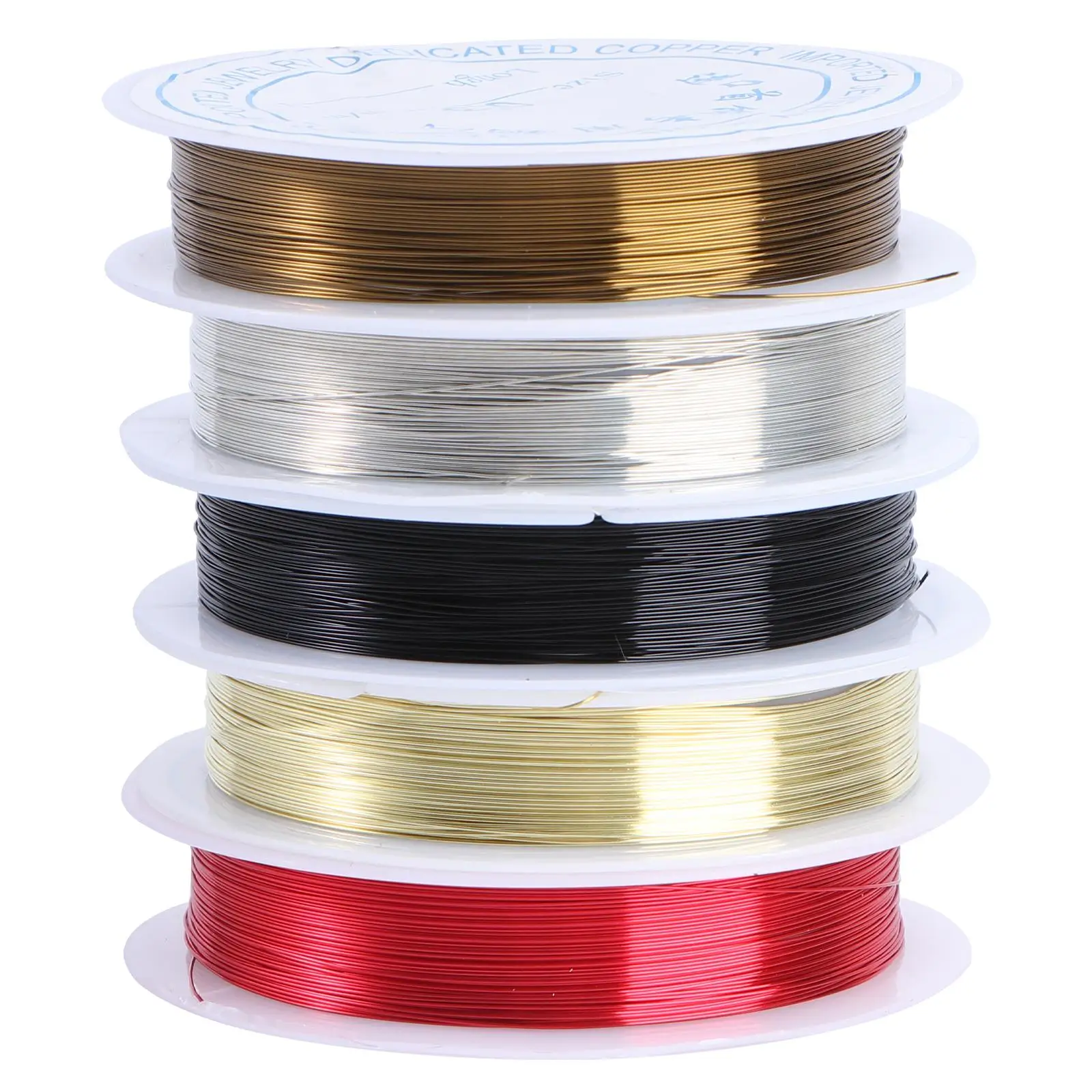 

5 Roll Uncoated Copper Wire Tarnish Resistant Pure Copper Wire Beading Wire Roll 55Yd for Crafts Beading Jewelry Making (Red Bro