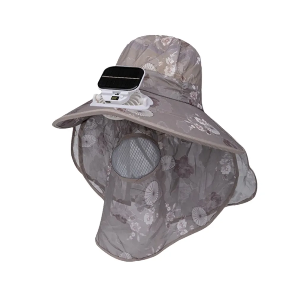 

Digital Display Screen Solar Fan Visor Hat Breathable Mesh Neck Protection Women's Picking Tea Hat Integrated Shawl 3 Modes