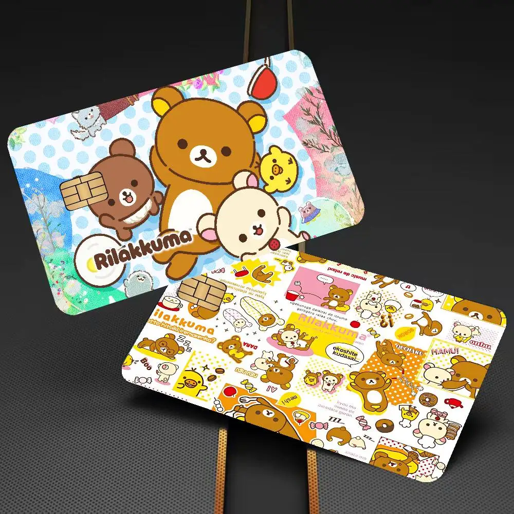 Cute Cartoon Anime R-Rilakkuma Fashion Matte Gold Silver Black Matte Film Skin Sticker Tape for Bank Credit Debit Card