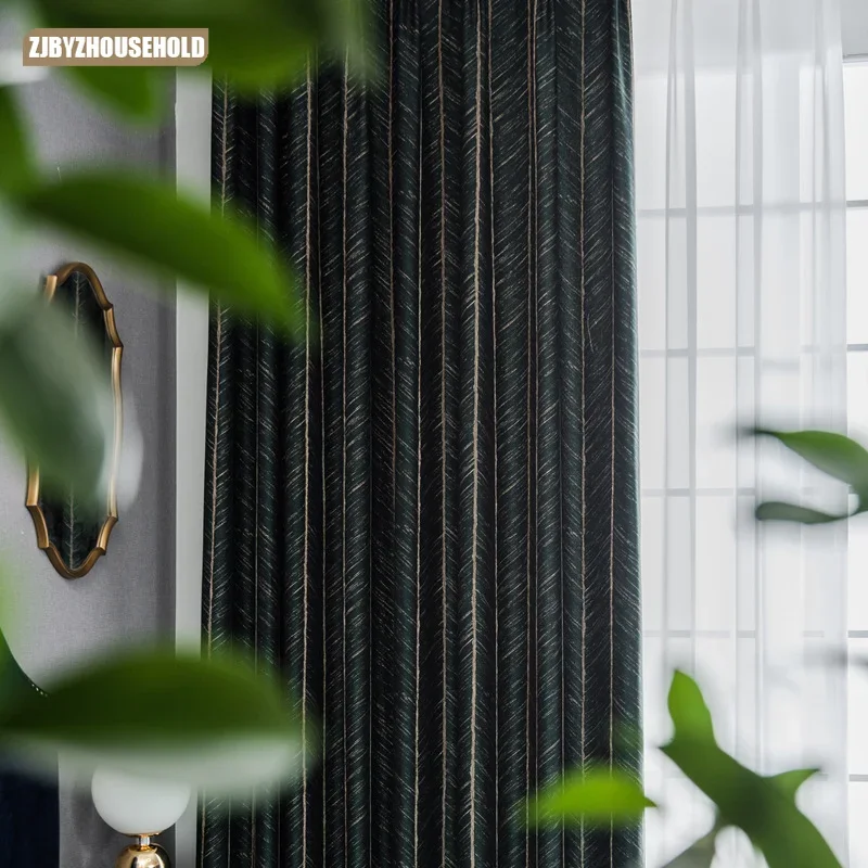 

Custom Size New Light Luxury Nordic Blackout Herringbone High-precision Curtains for Living Dining Room Bedroom