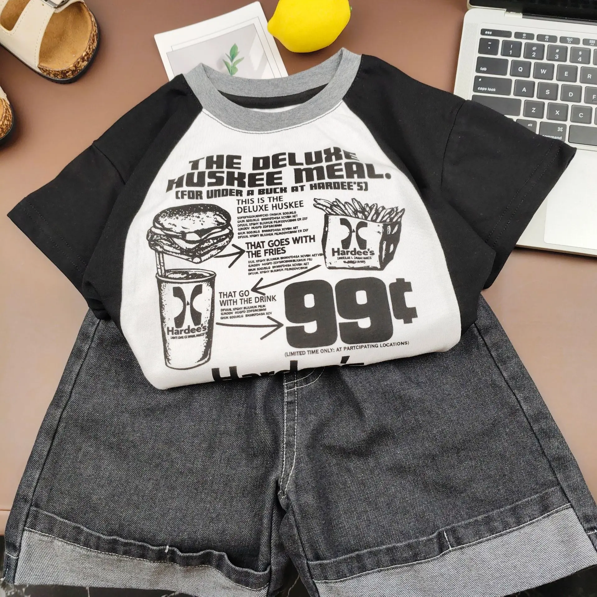 

Summer cotton casual childrens set Baby Clothes girl boy Printed T-shirt + shorts 2 pieces Suit of 2-8 Year-old Kids Outfits