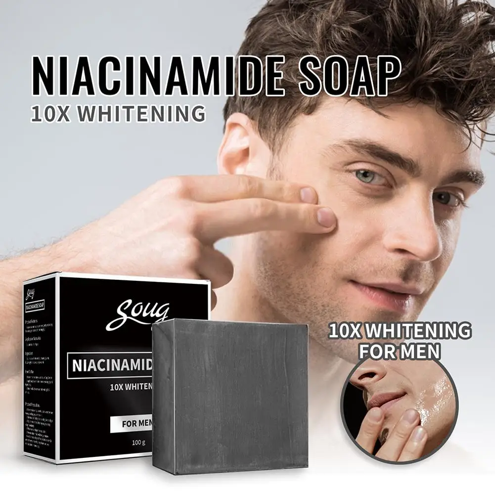 Niacinamide Soap Anti Acne Bamboo Charcoal Powder Soap Bar Moisturizing Whitening Soap for Skin Care and Skin Repair 100g G8S1