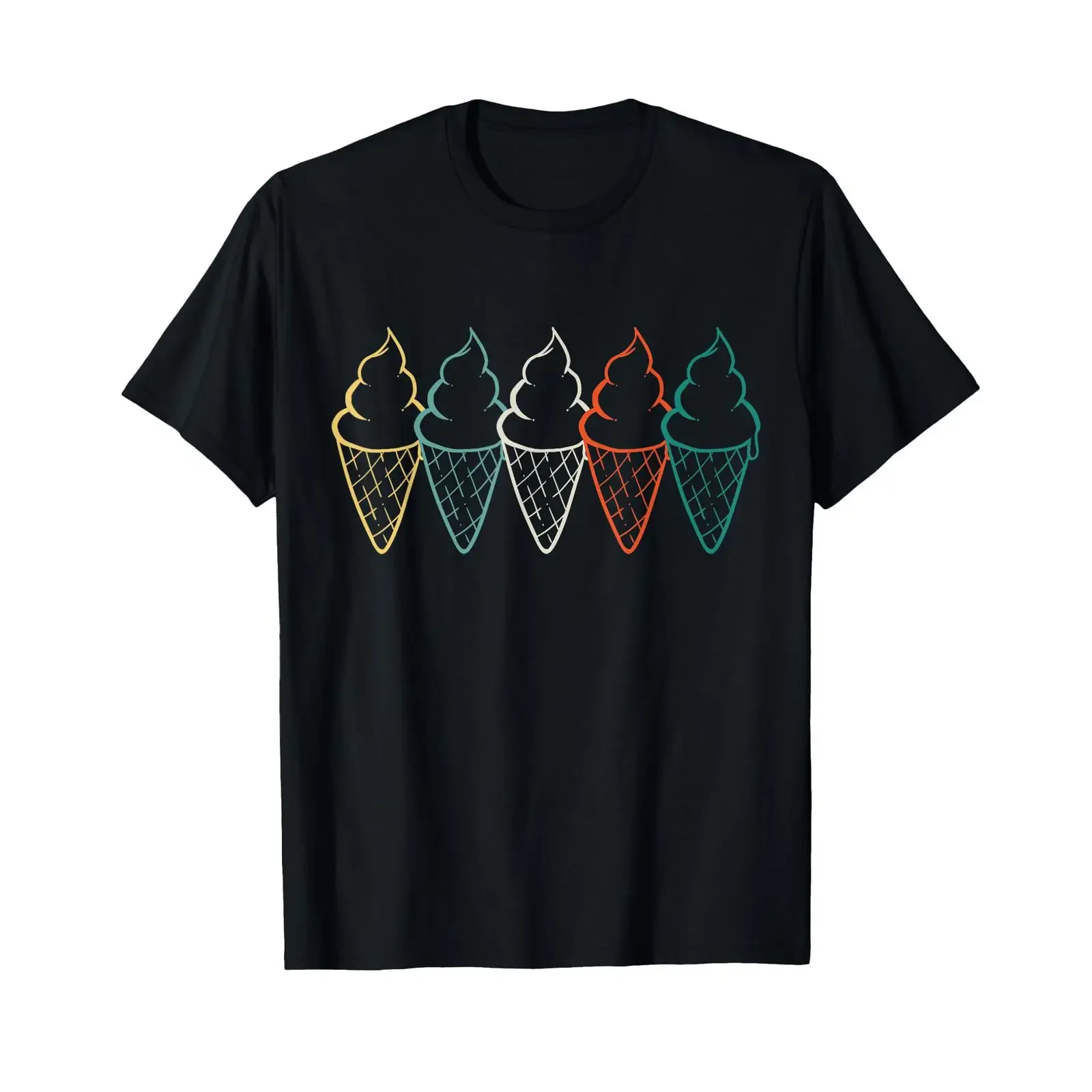 Ice Cream Cones Retro T Shirt vintage Washed Unisex Soft Stylish graphic Slightly fashion homme Stretched Versatile
