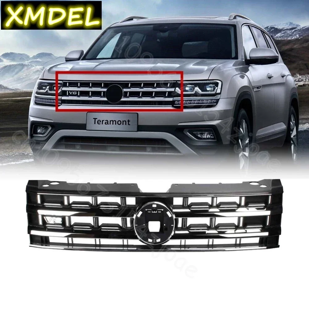

Front Bumper Center Grille V6 Style front Grill Auto Part Car Styling chrome black For VW Teramont Atlas 2017 2018 2019 2020