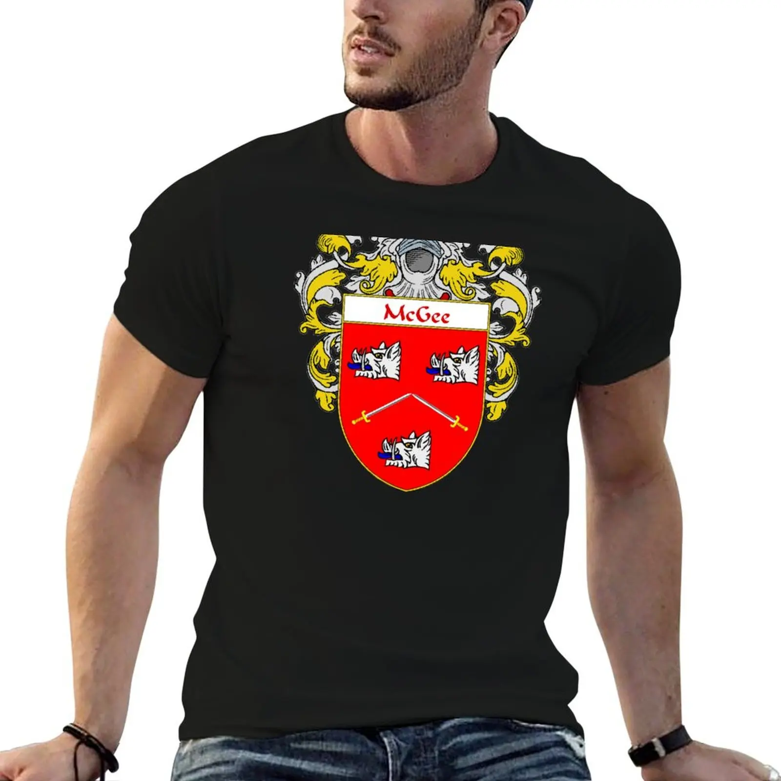 

McGee Coat of Arms/Family Crest T-Shirt t shirts with prints man t shirts high quality luxury brand T-Shirt