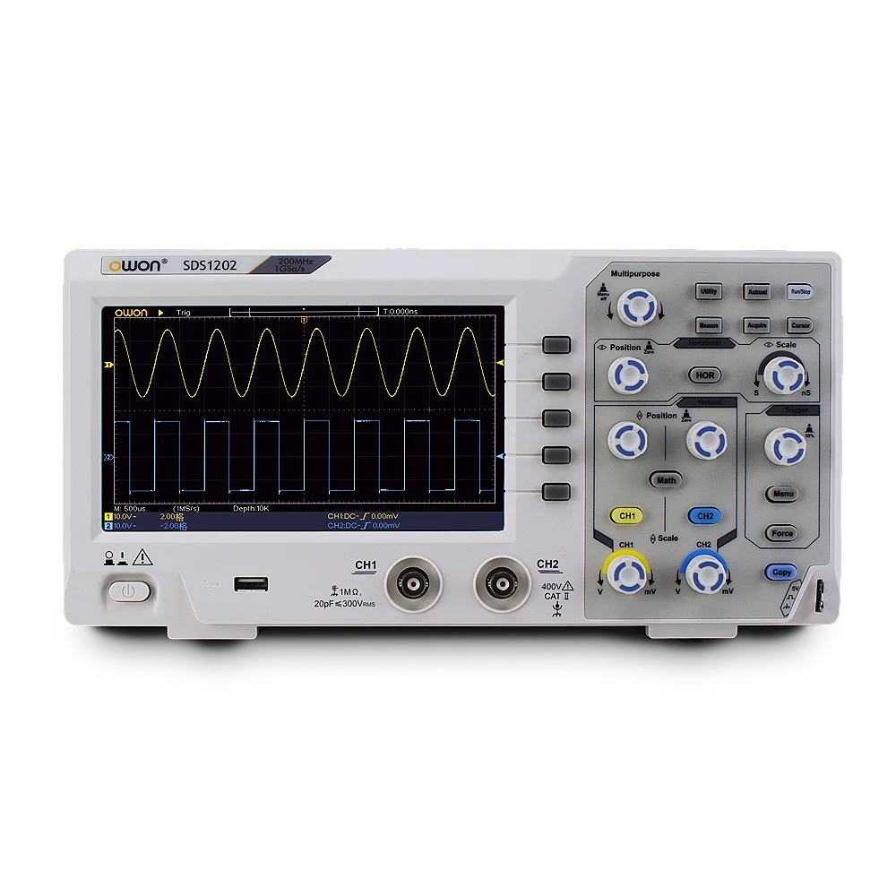 OWON SDS1102 SDS1202 Oscilloscope 2 Channel Digital Oscilloscopes 100MHZ Bandwidth 1GS/s High Accuracy Oscilloscope