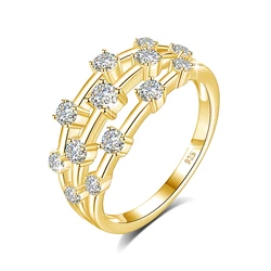 Luxury Design Moissanite Ring Women With Certificate GRA Trend Jewelry Pass Diamond Test Wedding Promise Rings Gift High Quality
