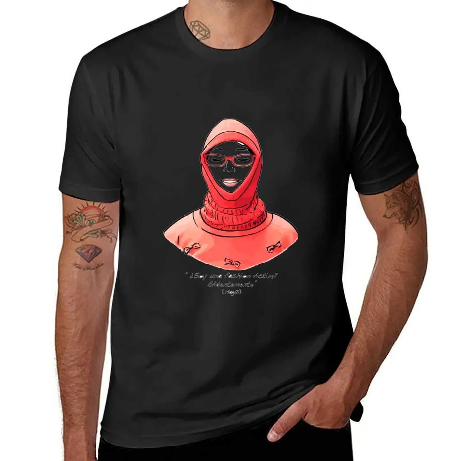 Paquita Salas fashion victim T-Shirt black shirt for men Short Sleeve Cotton New Arrival Round Collar Outfits fashion streetwear image 2