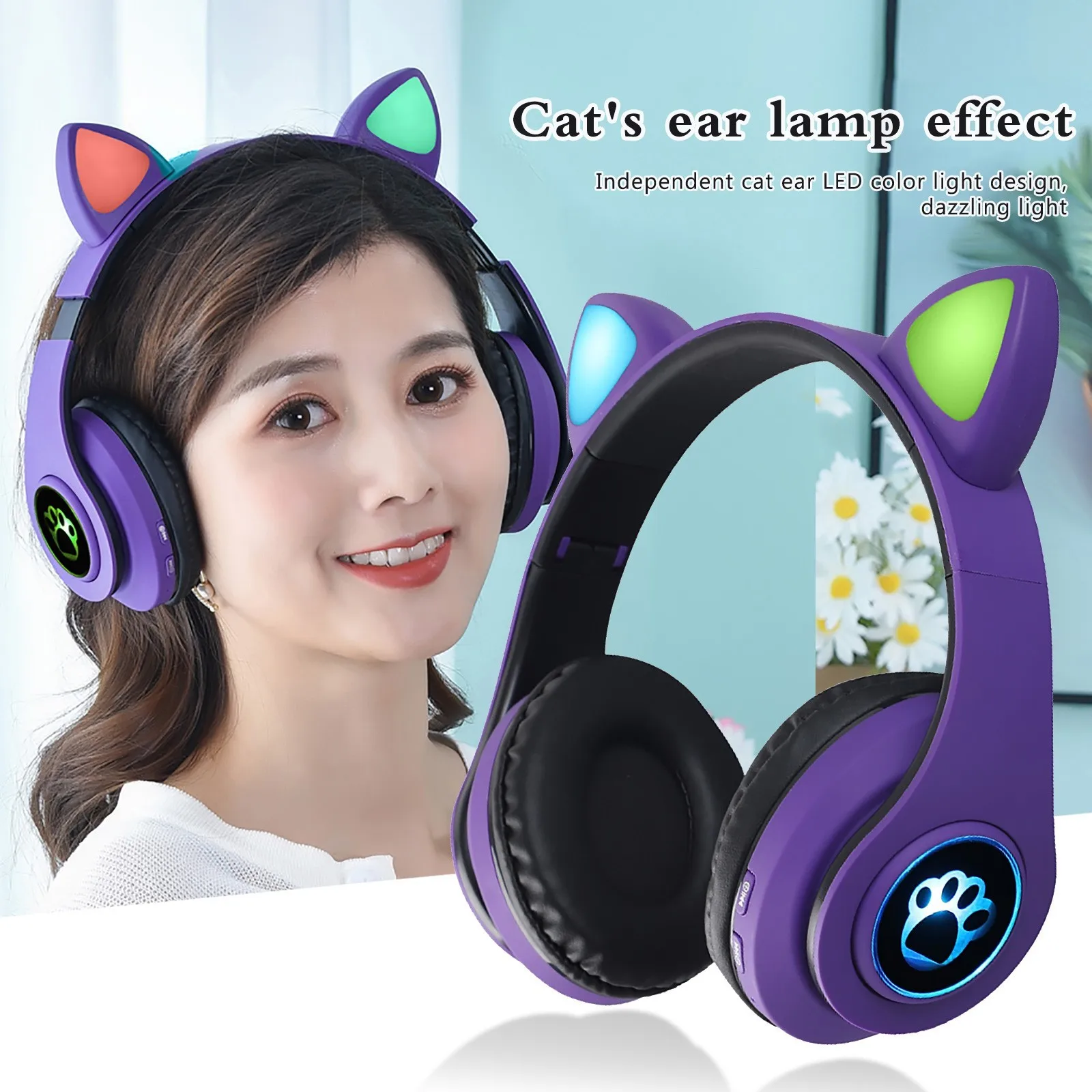 

Cat Ear Wireless 5.0 Luminous Computer Gaming Headset Bluetooth Headset