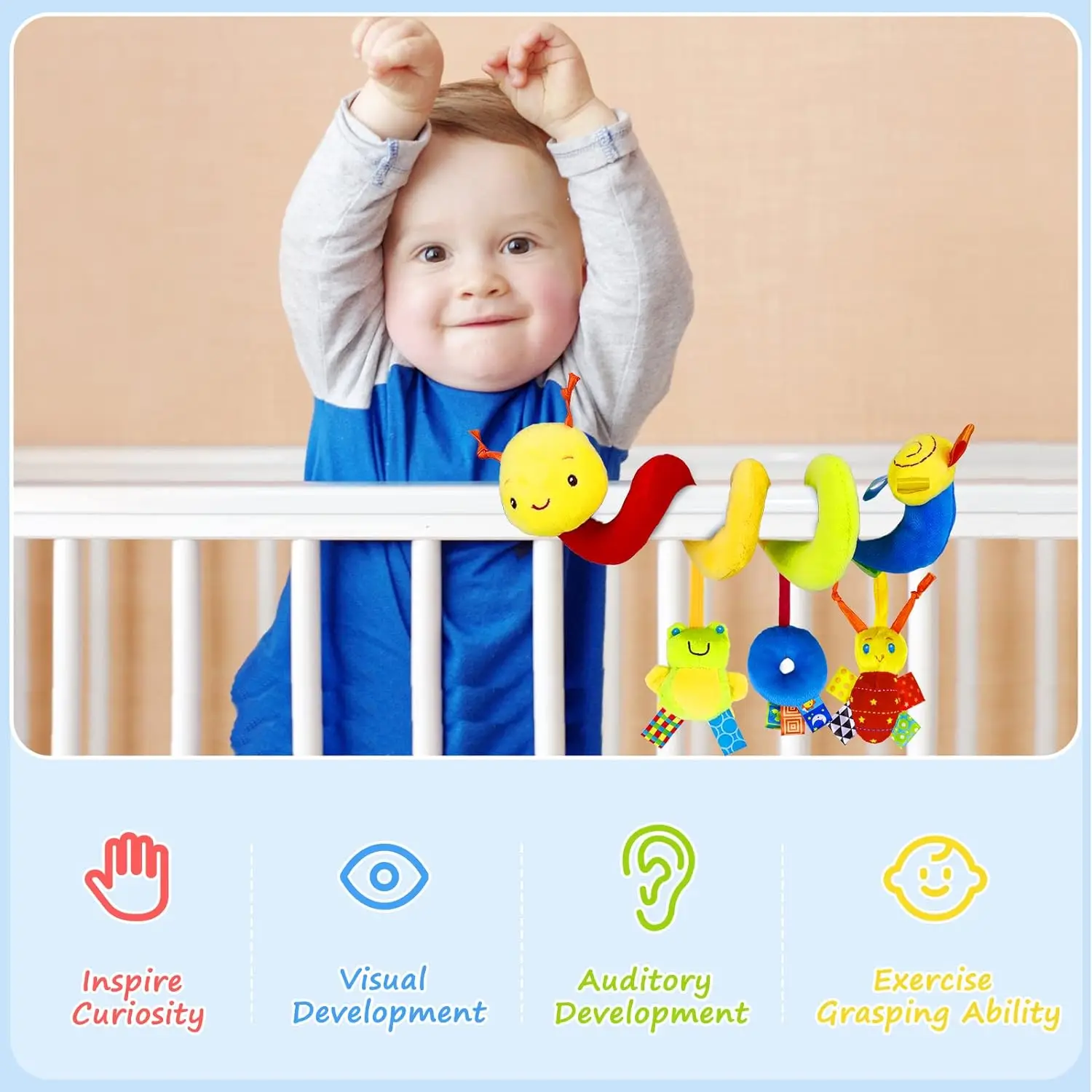 Autostoelspeelgoed Voor Baby 'S Bijenspiraal Zacht Pluche Hangend Speelgoed Met Rammelaars Kinderwagen Pasgeboren Montessori Sensorisch Speelgoed Cadeau