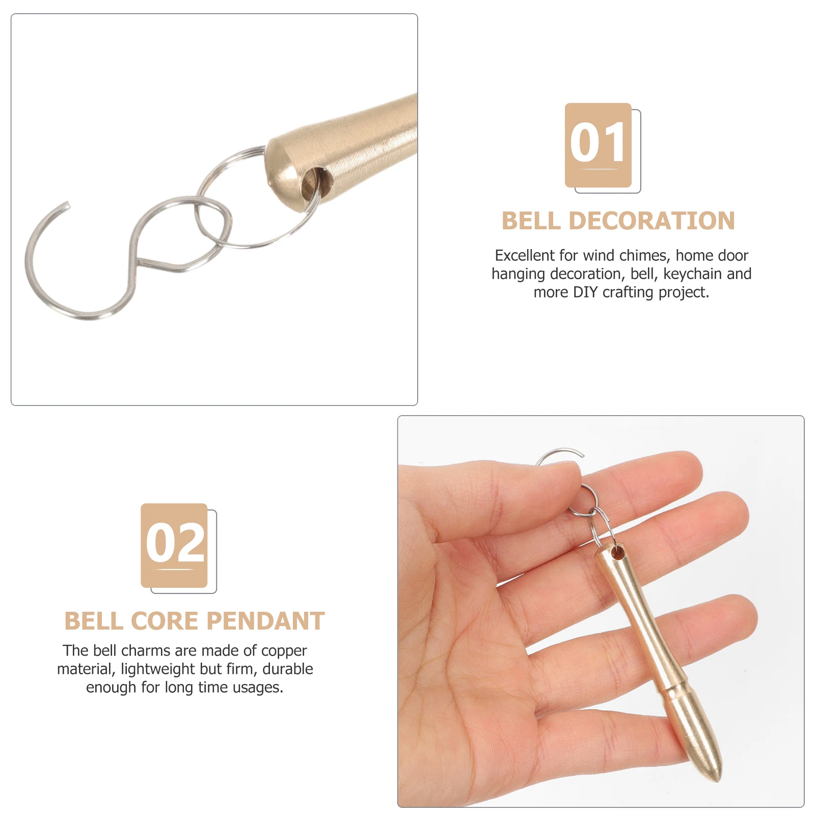 

Copper Bell Charms 6CM Large Vintage Pendant for DIY Crafting Wind Chime Home Decor Hanging Ornament Christmas Bells Accessories