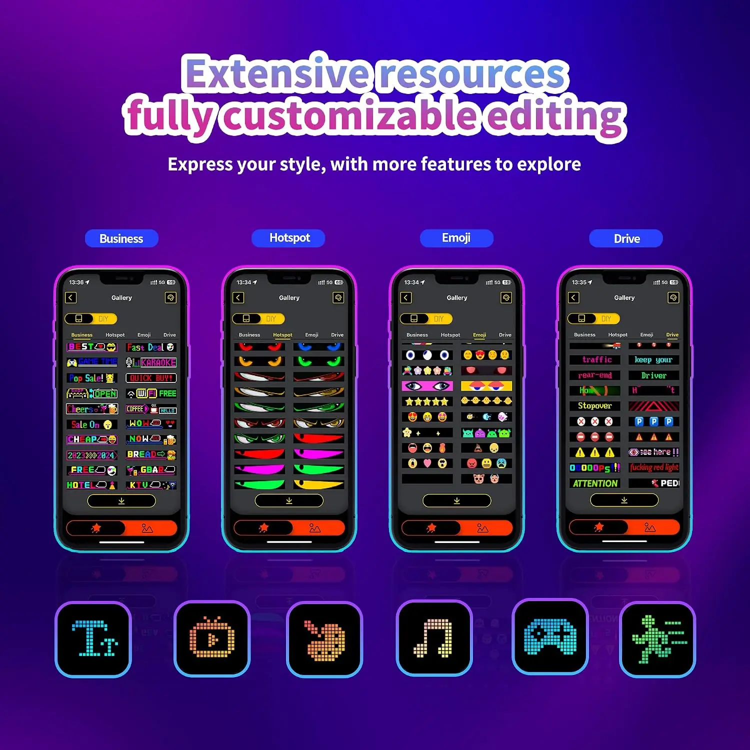 Bluetooth LED Matrix Pixel Panel Truck Eye Night Light APP Controlled DIY Programmable Flexible for Car Hotel Bar Store