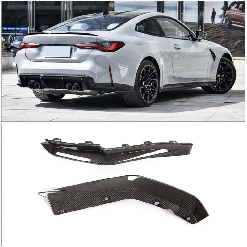 For 2021-2023 BMW G82 M4 Coupe Real Carbon Rear Bumper Splitters Flaps Lip Canards