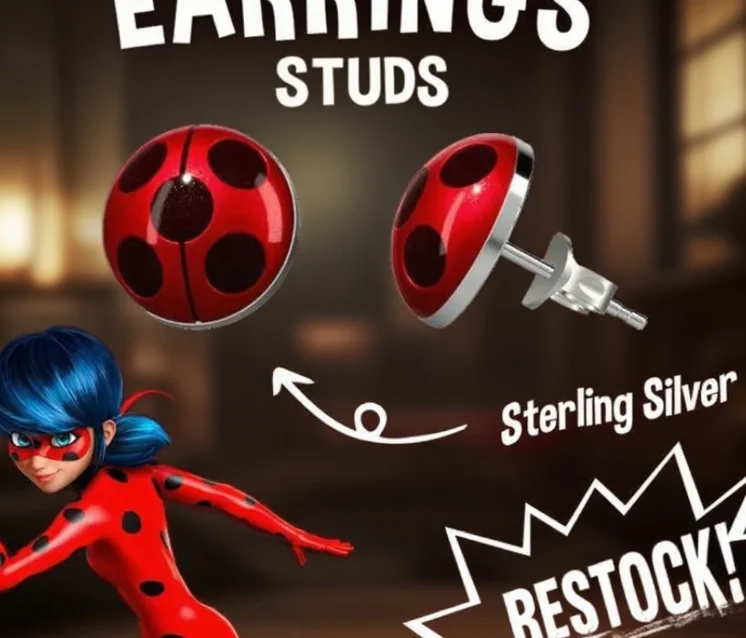 Miracle Girl Ladybug Lady Tikki Earrings Peach Pink Elf Baoqi Earrings Anime Jewelry