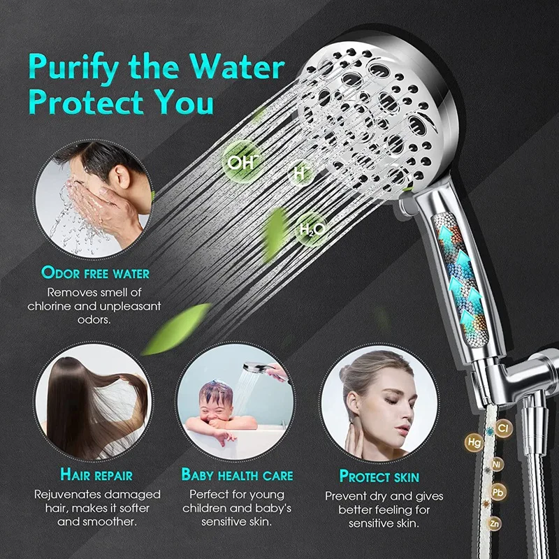 10 Modes 5.04 Inch Rain Showerhead Shower Nozzle With Handheld Power Wash To Clean Bathroom
