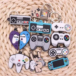 1PCS PVC Black White Game Machine Keychain Keyring Cute Gamepad Joystick Key Chain Keychains Bag Car Hanging fit Men Boy Keys