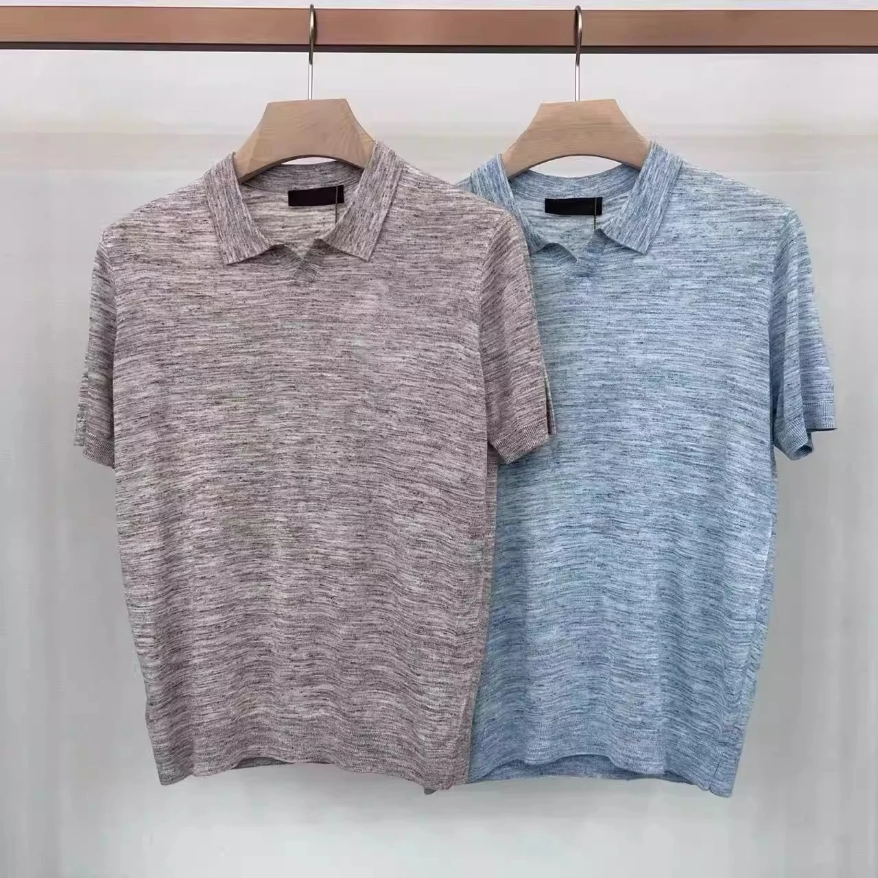 

Italian LP old money style lapel knitted shirt men's short-sleeved polo shirt