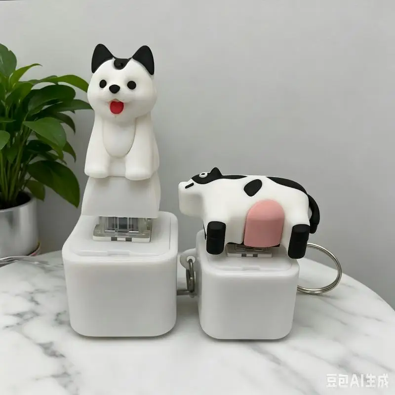 Cow Dog Stress Relief Luminous Sound Making Keychain Fun Prank Venting Abstract Idol Creative Cultural Gift Plastic Material