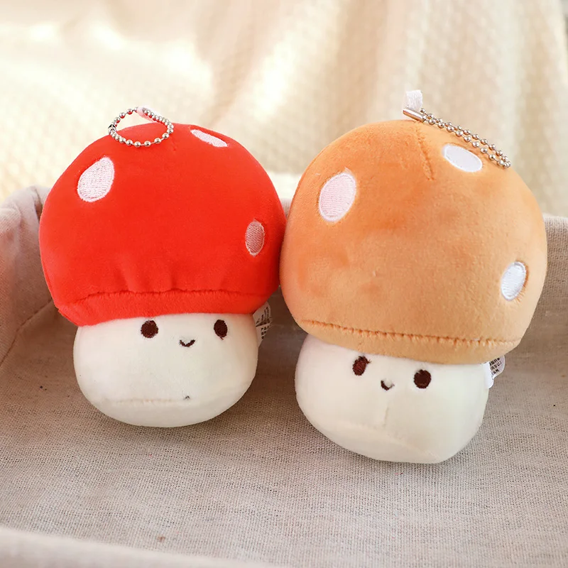 Kawaii Lifelike Colorful Mushroom Plush Pendant Keychain Soft Toys Stuffed Simulation Plants Shiitake Mushrooms Plushie Dolls