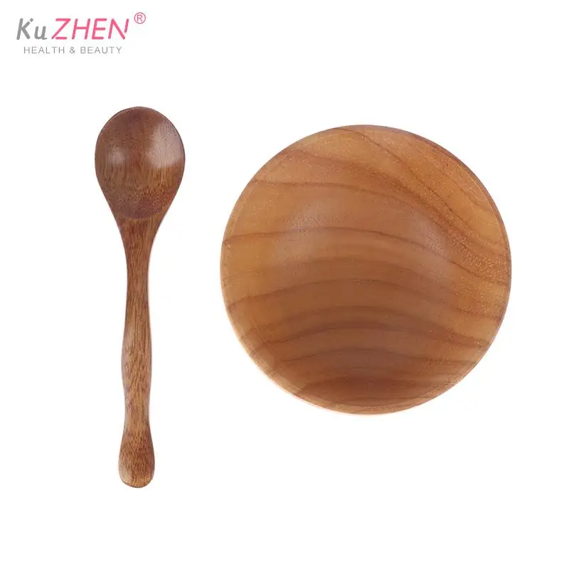 Wooden/plastic 1set Facial Mask Bowl With Spoon Face Cream Bowl Eye Cream Bowl Makeup Cosmetic Wooden Mask Refillacle BottleBowl