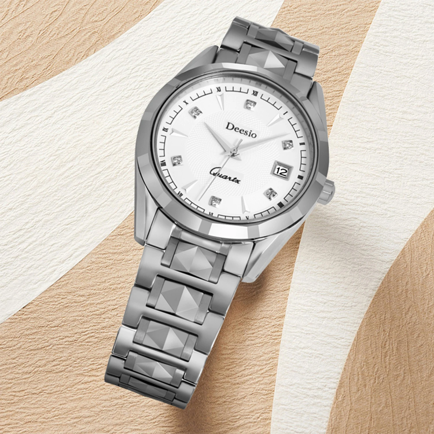 Deesio Luxury Quartz Watch For Men and Women Calendar Luminous Waterproof Stainless Steel,Minimalist Fashion Anniversary Gift