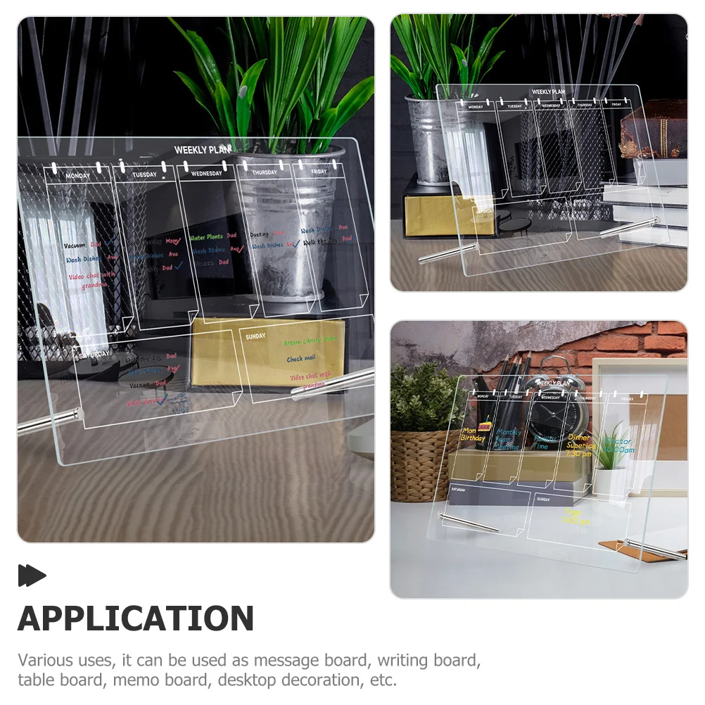 1 Set Acrylic Memo Board Multi-Function Message Table Board For Office Home Decoration Note Organizer Stationery Supply Printing