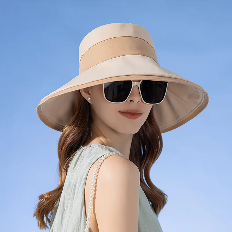 Panama Women\'s Fisherman Sun Pot Hat Sunscreen Beach Summer Hat Big Brim Fashion Bow Outdoor Cap H41