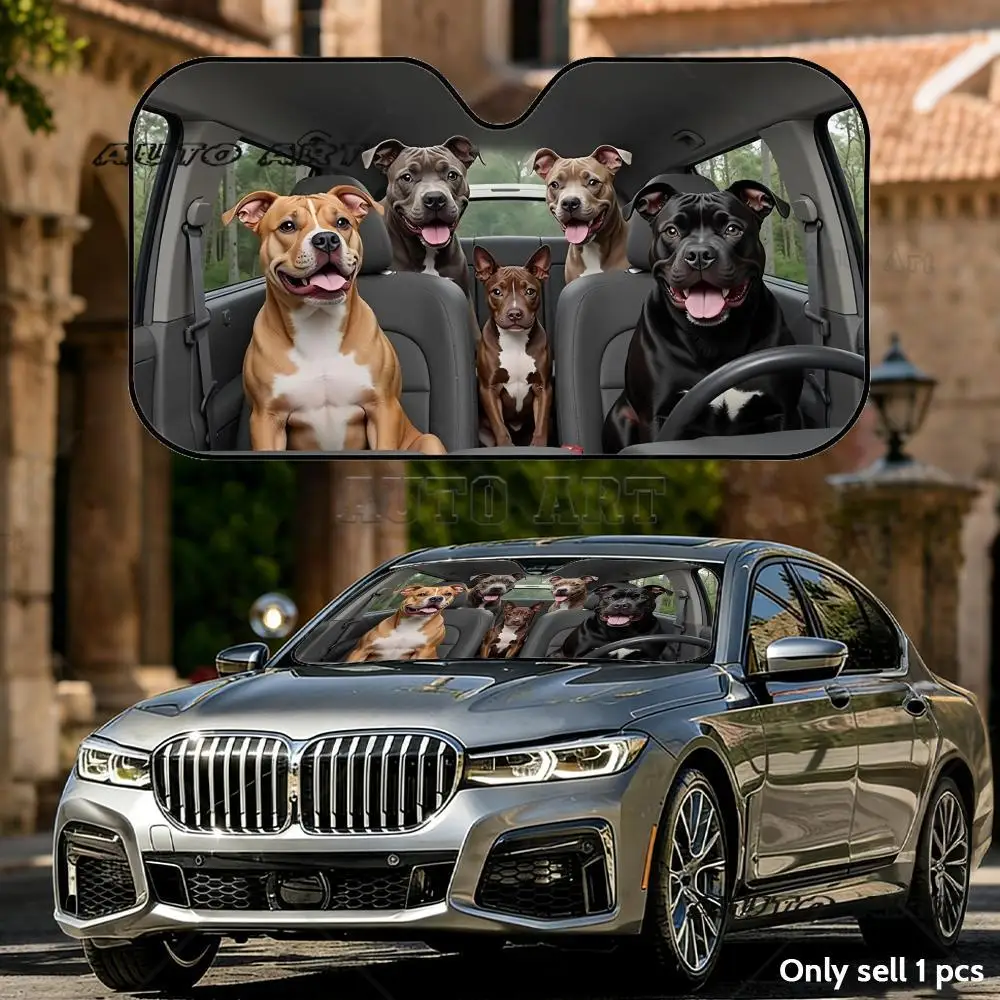 American Pit Bull Terrier Sun Visor Foldable Universal Car Windshield Sun Shade UV Protection Heat Insulation Foldable Cover